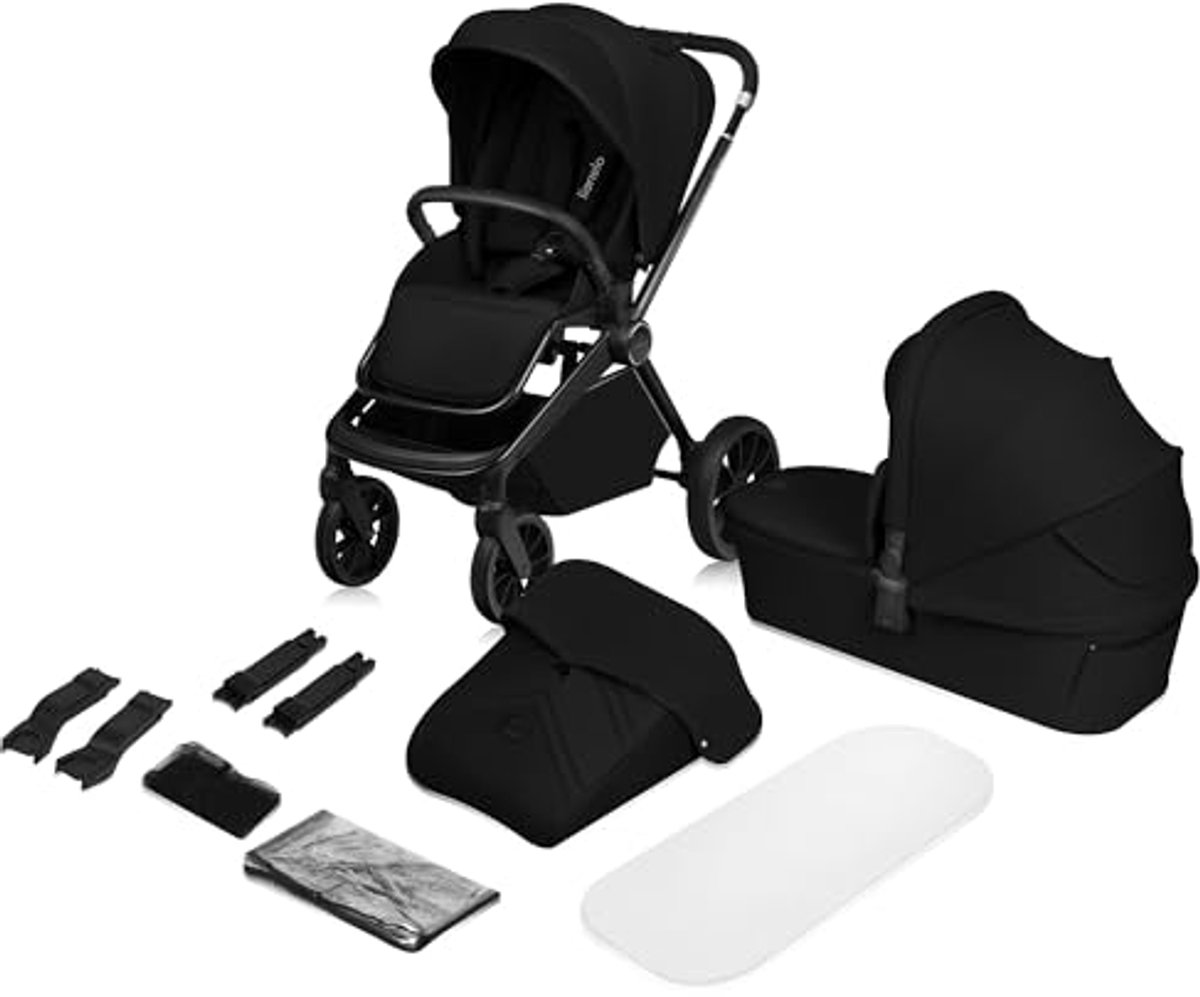 Image of 2-in-1 Kinderwagen Set met Reiswieg en Buggy - All-Terrain Wielen, Verstelbare Rugleuning en XXL Zonnekap