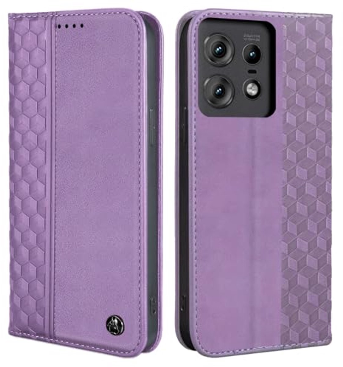 Motorola Edge 50 Pro Hoesje - PU Leer Wallet met Magneetsluiting - Flip Case - Paars