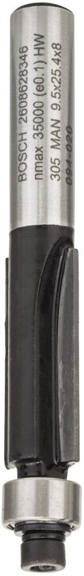 Bosch routerbit met specificaties: D1 9,5 mm, L 25,4 mm.
