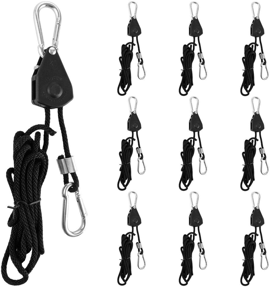 Ratelhanger, verstelbare touwhaak, ratel, kabelratel, 2,2 m, verstelbare kabelratelriemen, 1/8 inch hoogwaardig touw voor planten