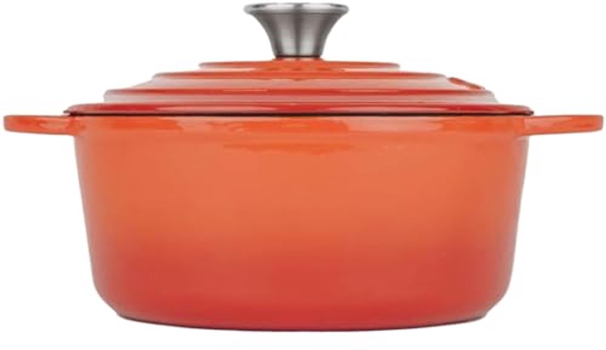 Gietijzeren Cocotte 22 cm - Geëmailleerd, Ronde Pan Geschikt voor Alle Warmtebronnen