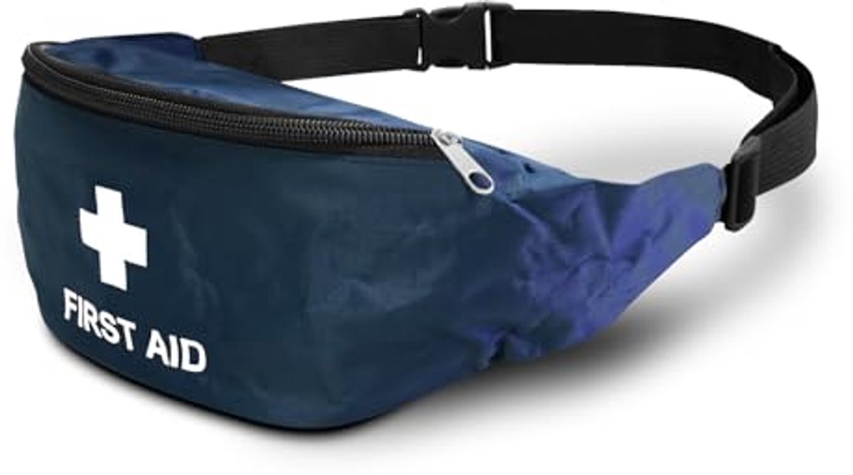 Lege EHBO-heuptas - Blauw - Ideaal voor scholen en reizen - Sterke verstelbare riem - Brede ritssluiting - 2 Liter