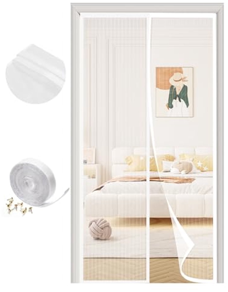 Magnetisch Vliegenhor voor Deuren 160x210 cm - Eenvoudige Klittenband Montage zonder Boren