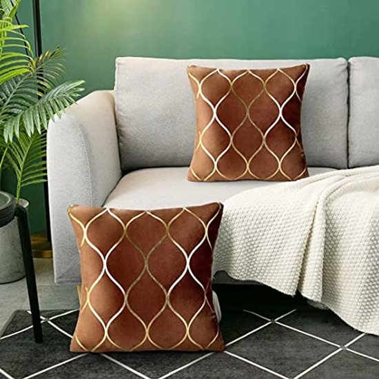 Esprit Deko Kissen Harp • set van 2 kussenslopen 38x58 bruin