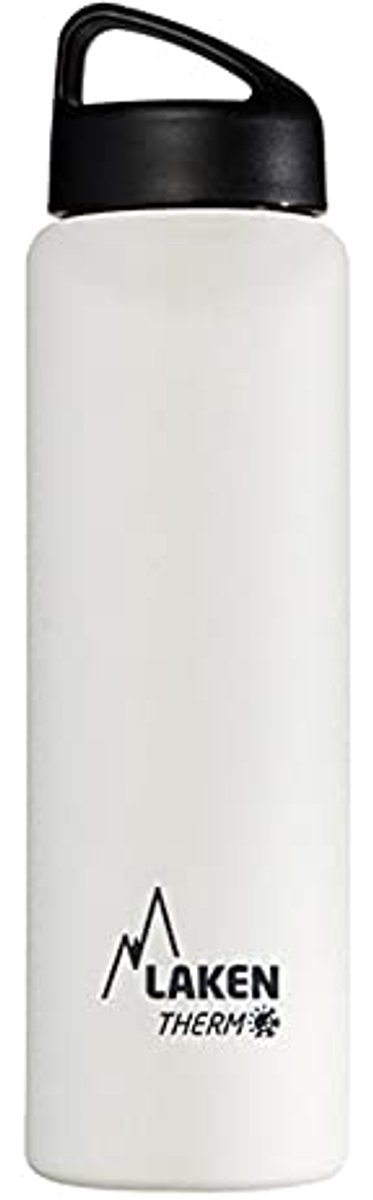 Thermische Fles RVS 1000 ml met Dubbele Wand en Brede Mond - Wit