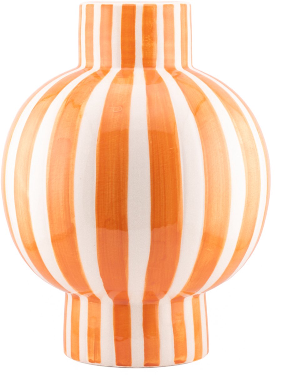 Homebound by Kolony HomeBound by KY | Vaas keramiek Orb striped oranje | bloemenvaas
