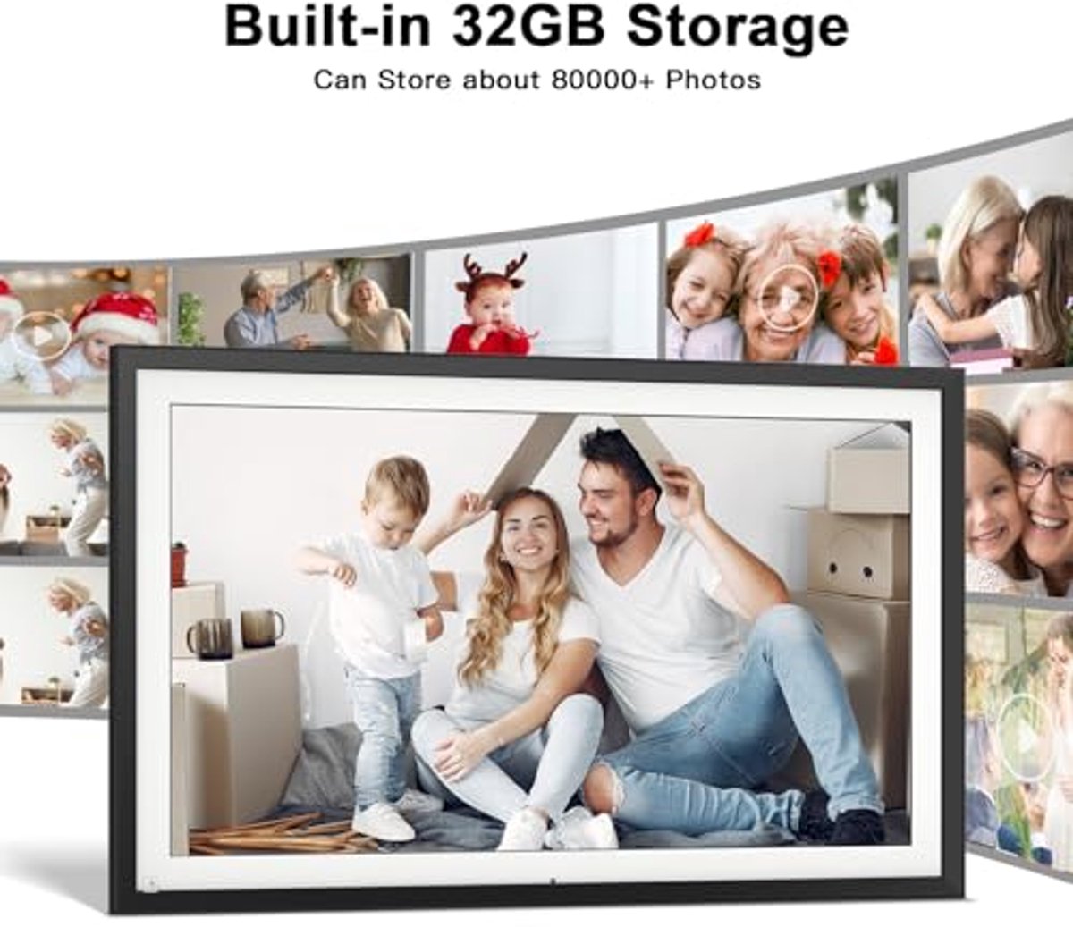 Slimme 15,6 inch digitale fotolijst met WiFi, afstandsbediening en 32 GB opslag