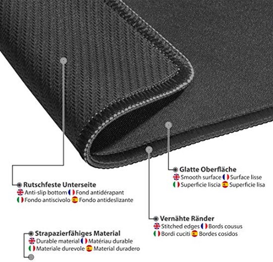 Gaming en Office muismat - 220 x 180 mm, genaaide randen, antislip onderkant — afbeelding 5