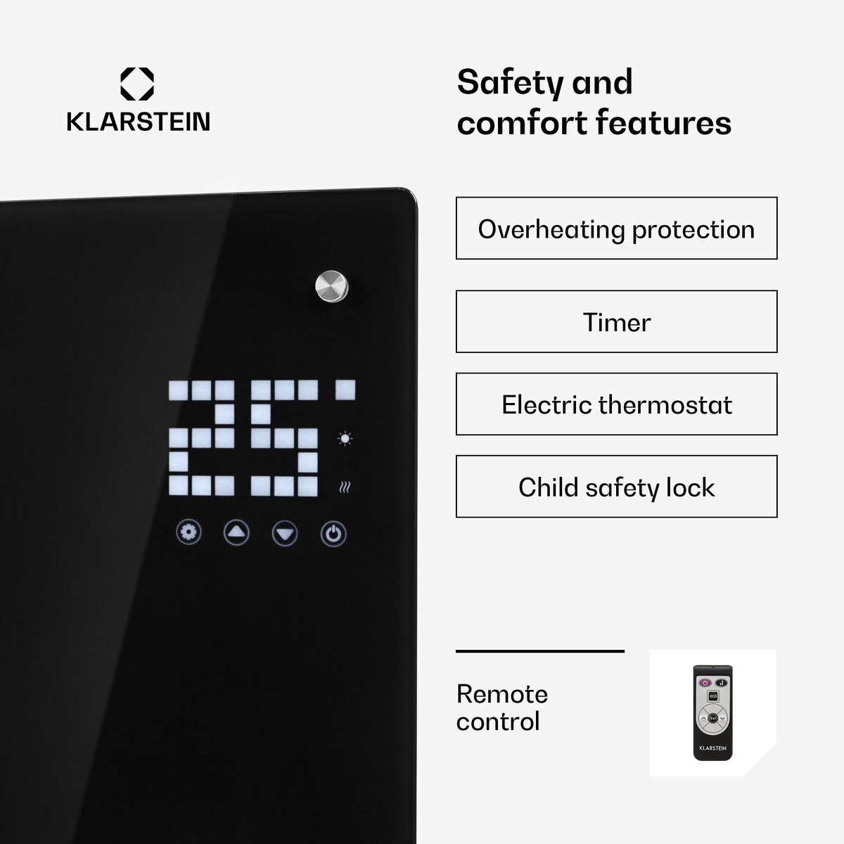 Klarstein elektrische kachel, convectiekachel, vrijstaand of wandmodel, energiebesparende elektrische kachel, app-gestuurd, stille elektrische kachel, vrijstaande elektrische radiator met thermostaat, 2000 W – foto 2
