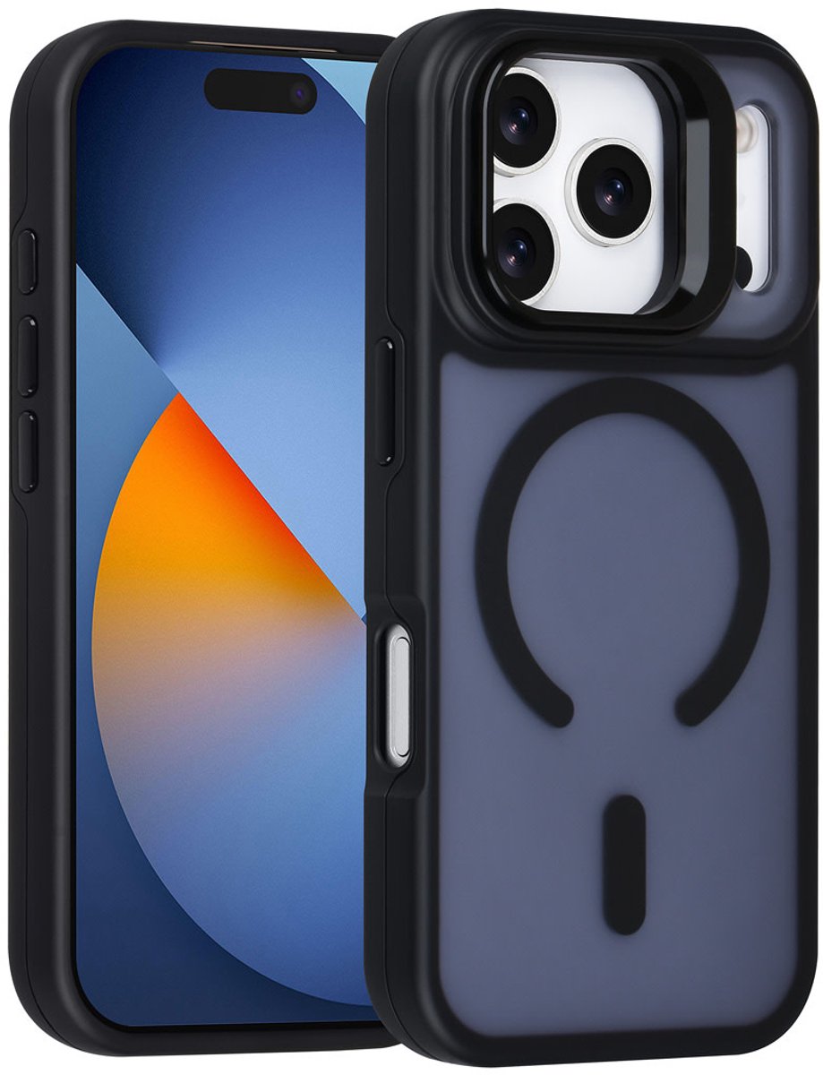 TUNIQ Back cover voor iPhone 17 Pro - MagSafe - Met Camerastand - Zwart