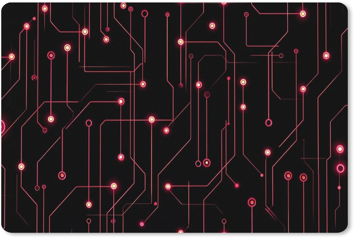 Muismat XXL 90x60 cm - Bureau onderlegger - Bureau mat Gaming - Lijnen - Netwerk - Stippen - Rood - Bureaumat - Gaming mousepad xl - Bureaulegger groot - Computer deskmat
