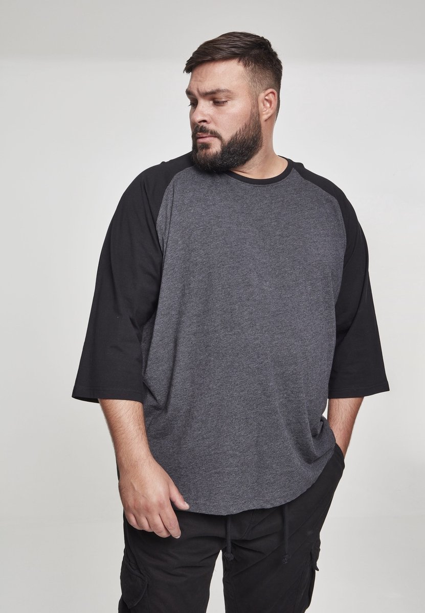 Urban Classics Contrast 3/4 Sleeve Raglan Tee Heren Shirt met lange mouwen M Zwart