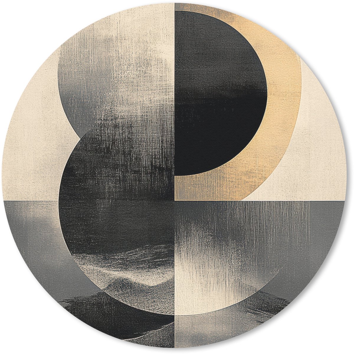 Muismat rond 30x30 cm - Mousepad Cirkels - Schaduw - Abstract - Ronde muismatten