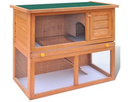 vidaXL - Buitenkonijnenhok - voor - kleine - huisdieren, - 1 - deur, - hout