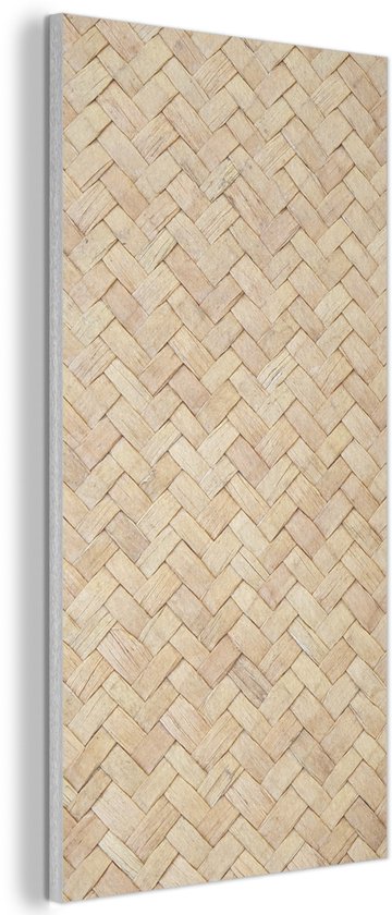 Panneau mural acoustique 40x80 cm - Feutre peinture feutre - Beige - Imprimé rotin - Panneaux acoustiques - Décoration murale insonorisante - Isolation phonique salon - Décoration murale panneaux sonores