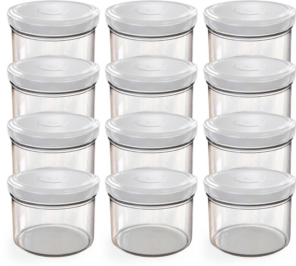 Oputec 12x 230ml inmaakpotten / voorraadpotten TO Ø 82 mm – glazen jampotten – metalen schroefdeksel wit – conservenpotten