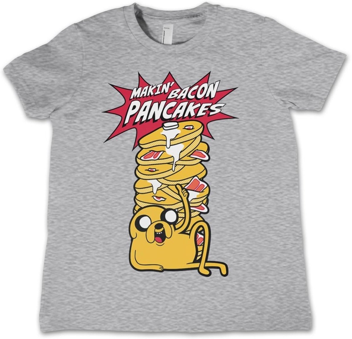 Adventure Time Makin' Bac-on -pannenkoeken T-shirt voor kinderen, grijs gemêleerd