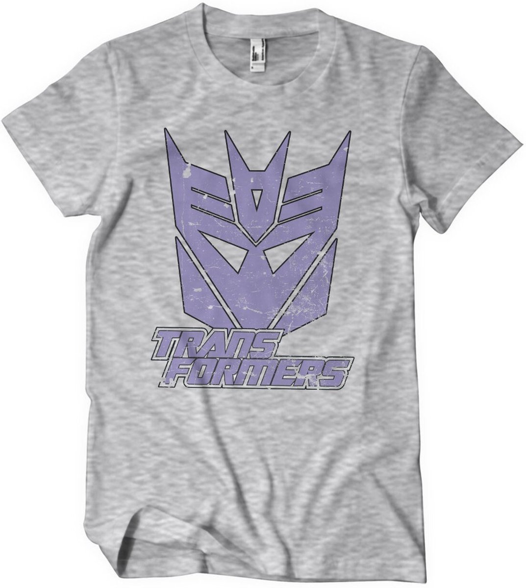 Transformers Washed Decepticon Duotone Shield T-shirt Heathergrey