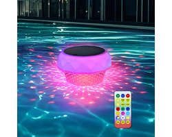 Solar Zwembadlamp met Afstandsbediening – IP68 Waterdicht, RGB LED Drijvende Verlichting met 7 Kleuren en Dynamische Modi, Oplaadbaar via Zonne-energie, 1200 mAh Batterij, Voor Zwembad, Vijver en Tuin
