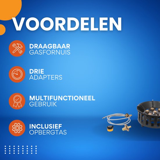 Camping kooktoestel - Campingaz - Gasfornuis - Buitenbrander - Voor Picknick, Frituren & Stomen - Met 3 Adapters - Inclusief Opbergtas van Campingaz — afbeelding 3