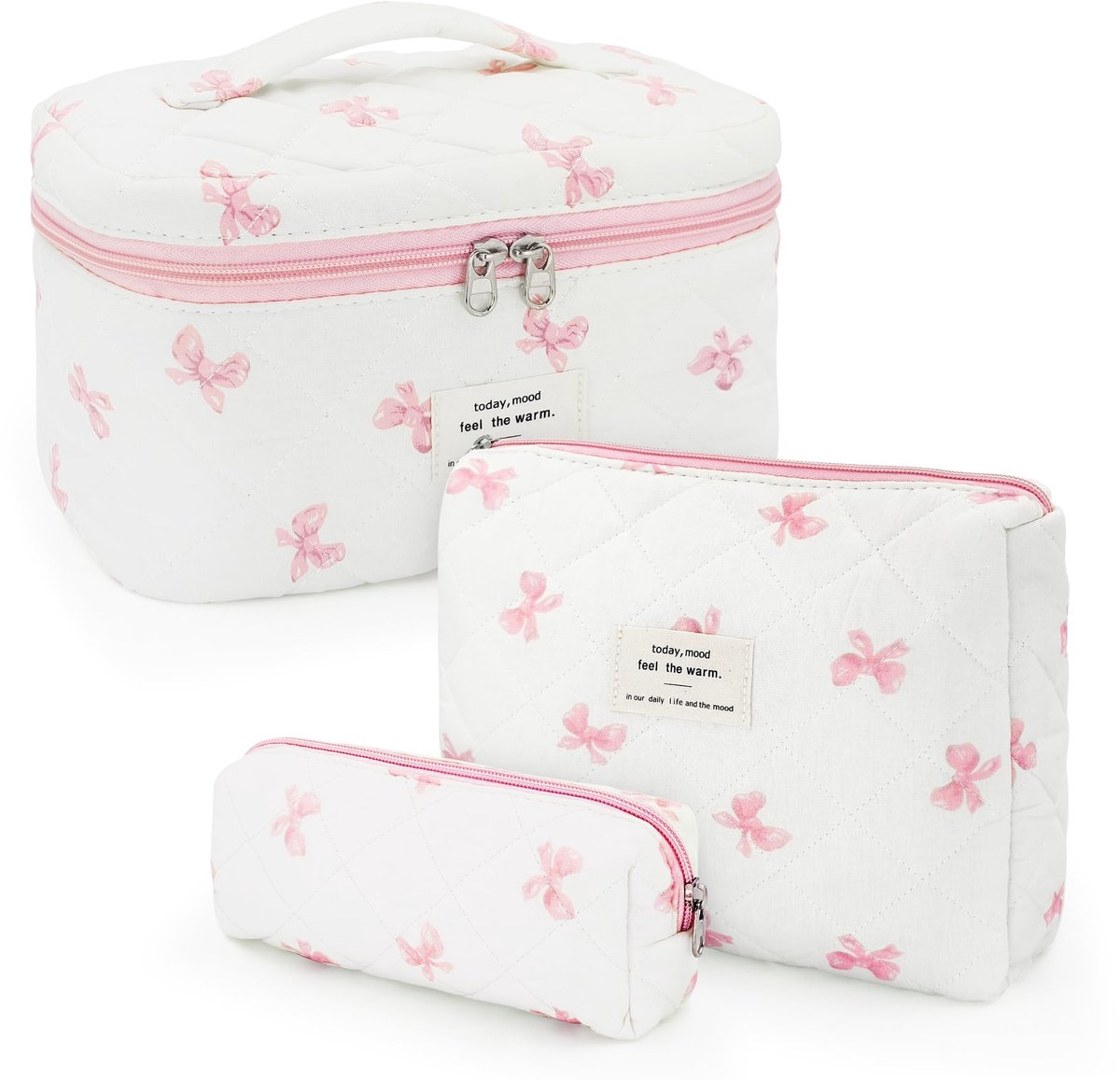 3-delige Toilettas & Make-uptas Set - Met bloemenpatroon - Draagbaar - Groot - Voor dames