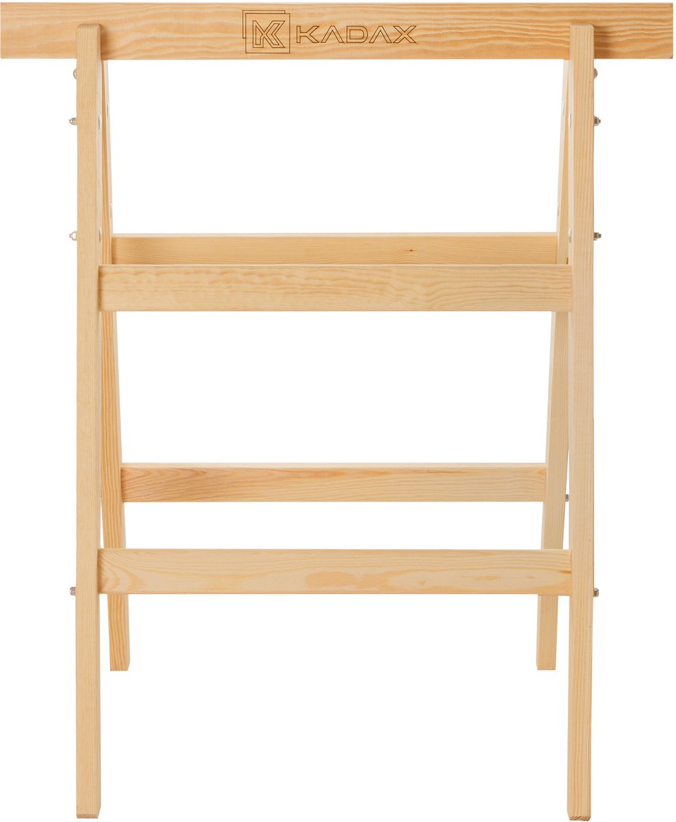 KADAX houten ladder, bokladder tot 150 kg, opvouwbare schildersladder, dubbele trapladder met stalen haken, elektrikersladder, staande ladder