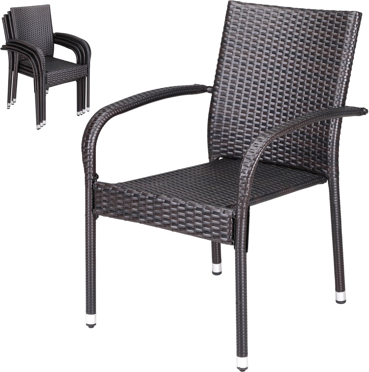 Casaria Tuinstoelen Stapelbaar – Set van 4 – 90x56x60 cm – Bruin – foto 5