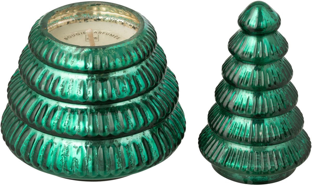 J-Line geurkaars Boom Geribbeld - glas - groen - small