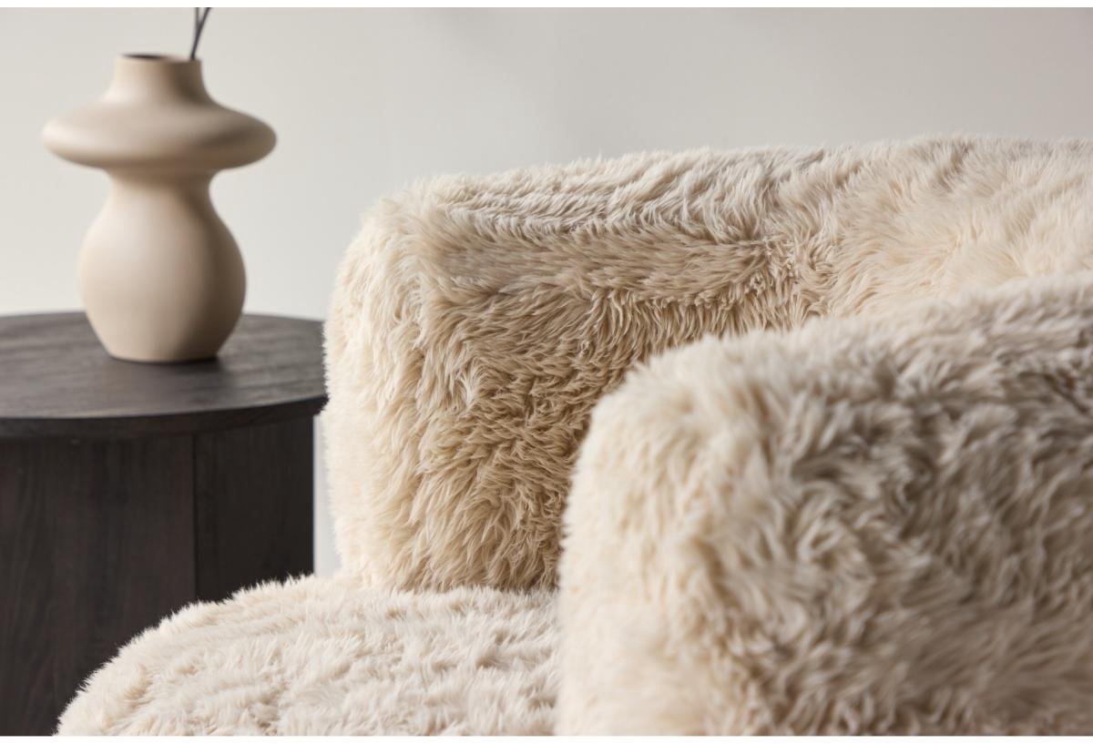 Svea Sofia fauteuil - fake fur - off white Wit/wit
