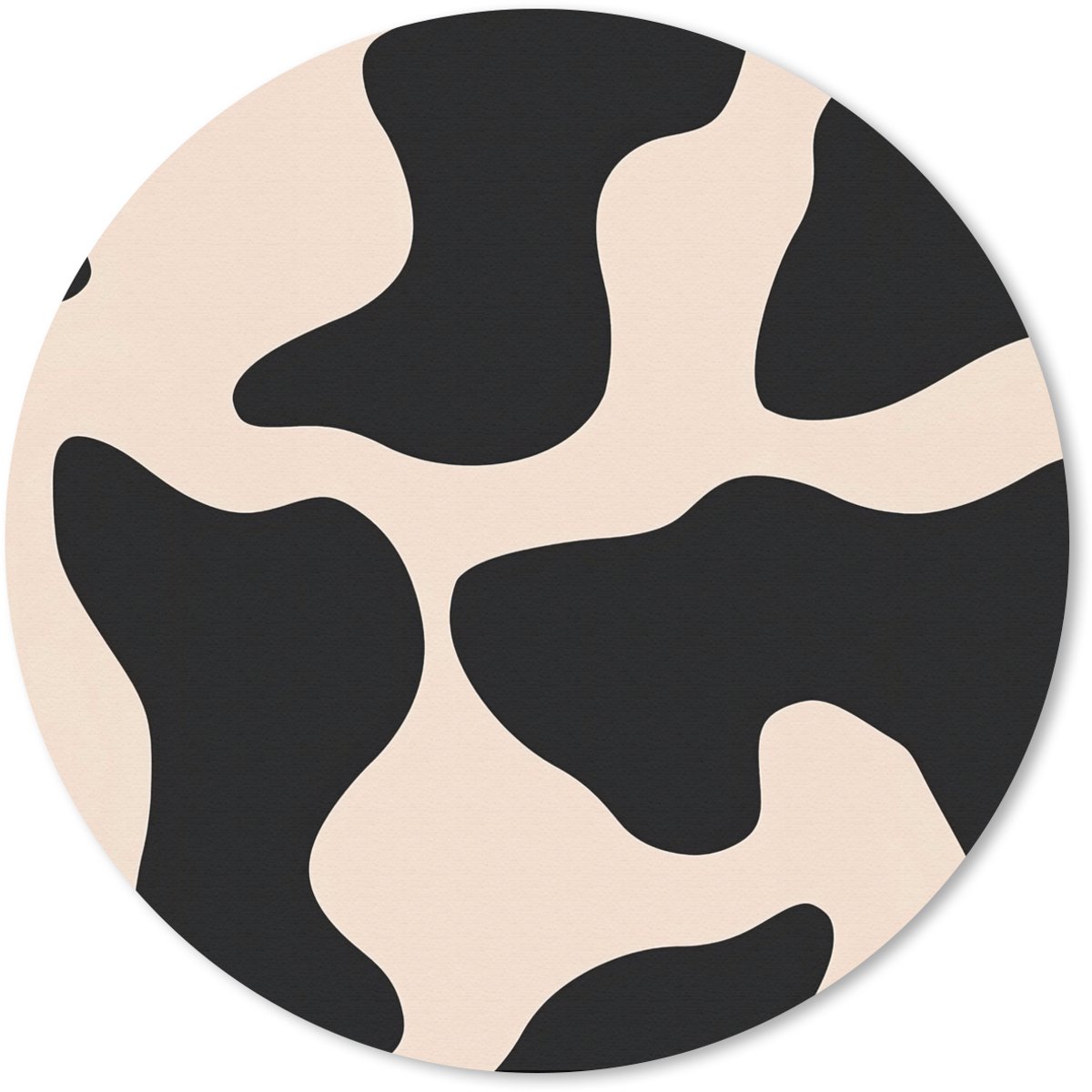 Muismat rond 20x20 cm - Mousepad Vlekkenpatroon - Koe - Beige - Ronde muismatten