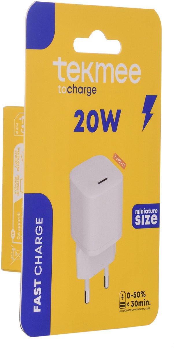 Tekmee USB-C Adapter - Oplader iPhone – 20W Snellader – Wandlader –Wit