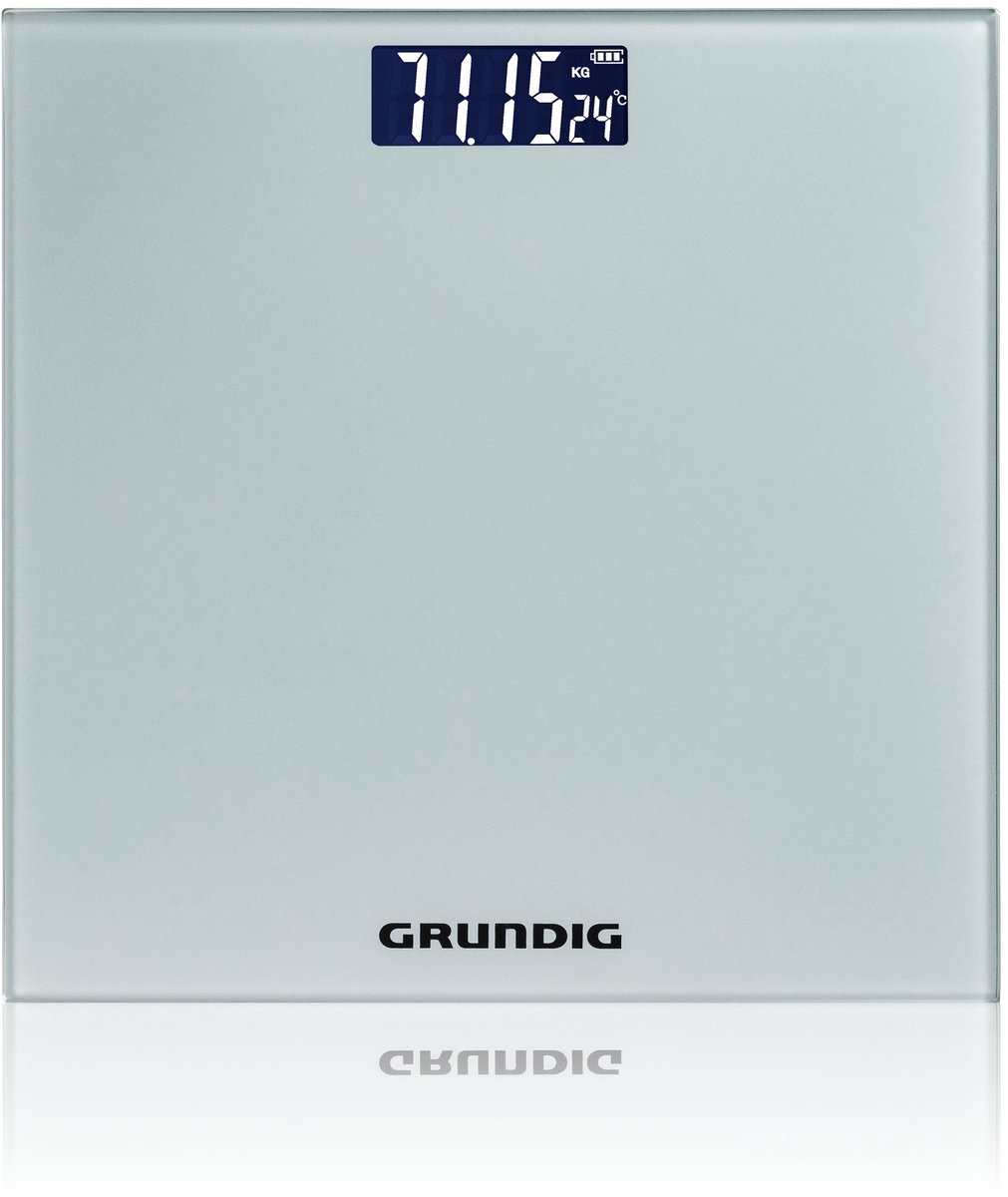 Grundig Weegschaal - Personenweegschaal - Digitaal - 50 Gram Nauwkeurig - 2 tot 180 Kilo - Grijs