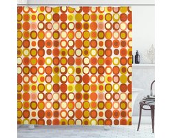 New Bed, Mid-Century Retro ronde mozaïekkunst Douchegordijn Badkamer Decor Set met Haakjes, 180 cm B 200 cm L