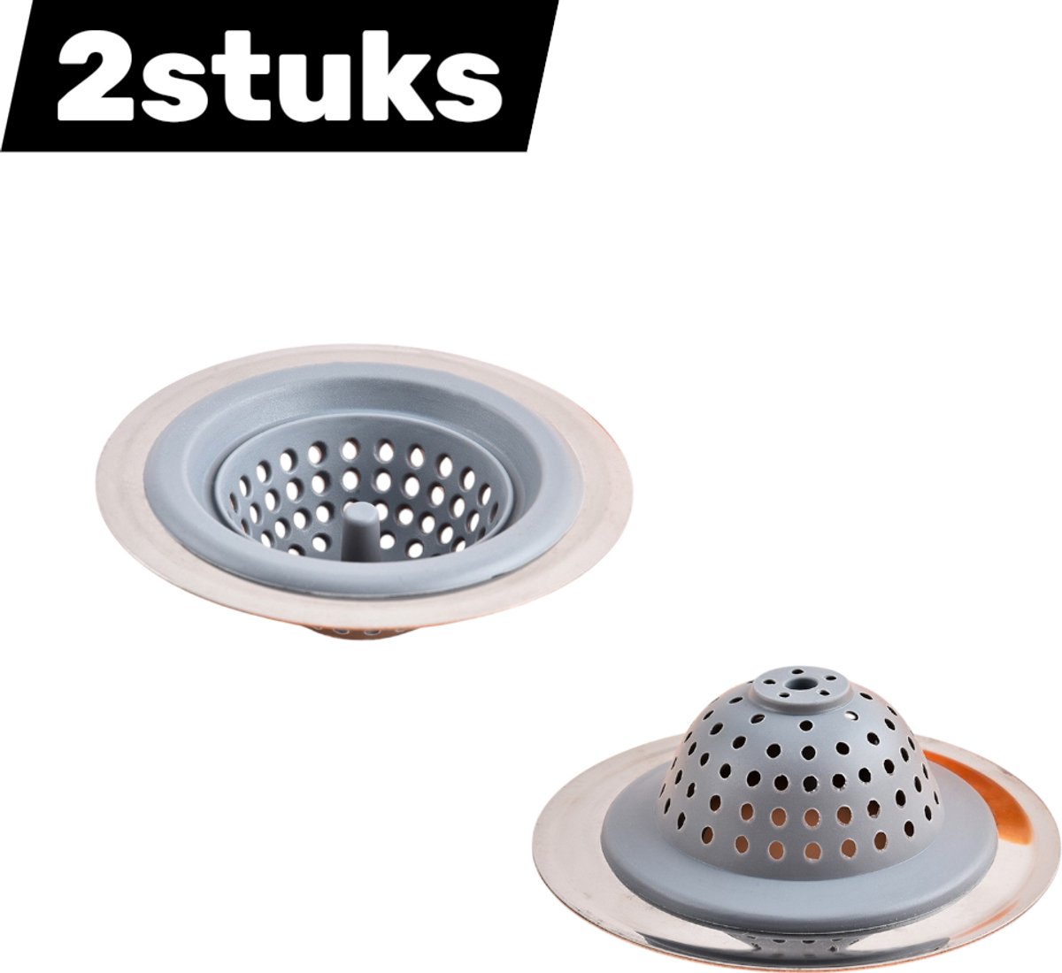2stuks - Filter - Siliconen - Gootsteenzeef - Keukenbenodigdheden - Vloerafvoerfilter - Grijs