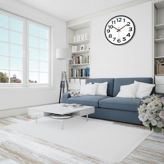 YSWOVUO Stille wandklok 30 cm - 3D-cijfers - Geen tikkend geluid - Modern - Analoog - Gemakkelijk af te lezen - Stille wanddecoratie van 30 cm - Voor woonkamer, keuken, kantoor, school