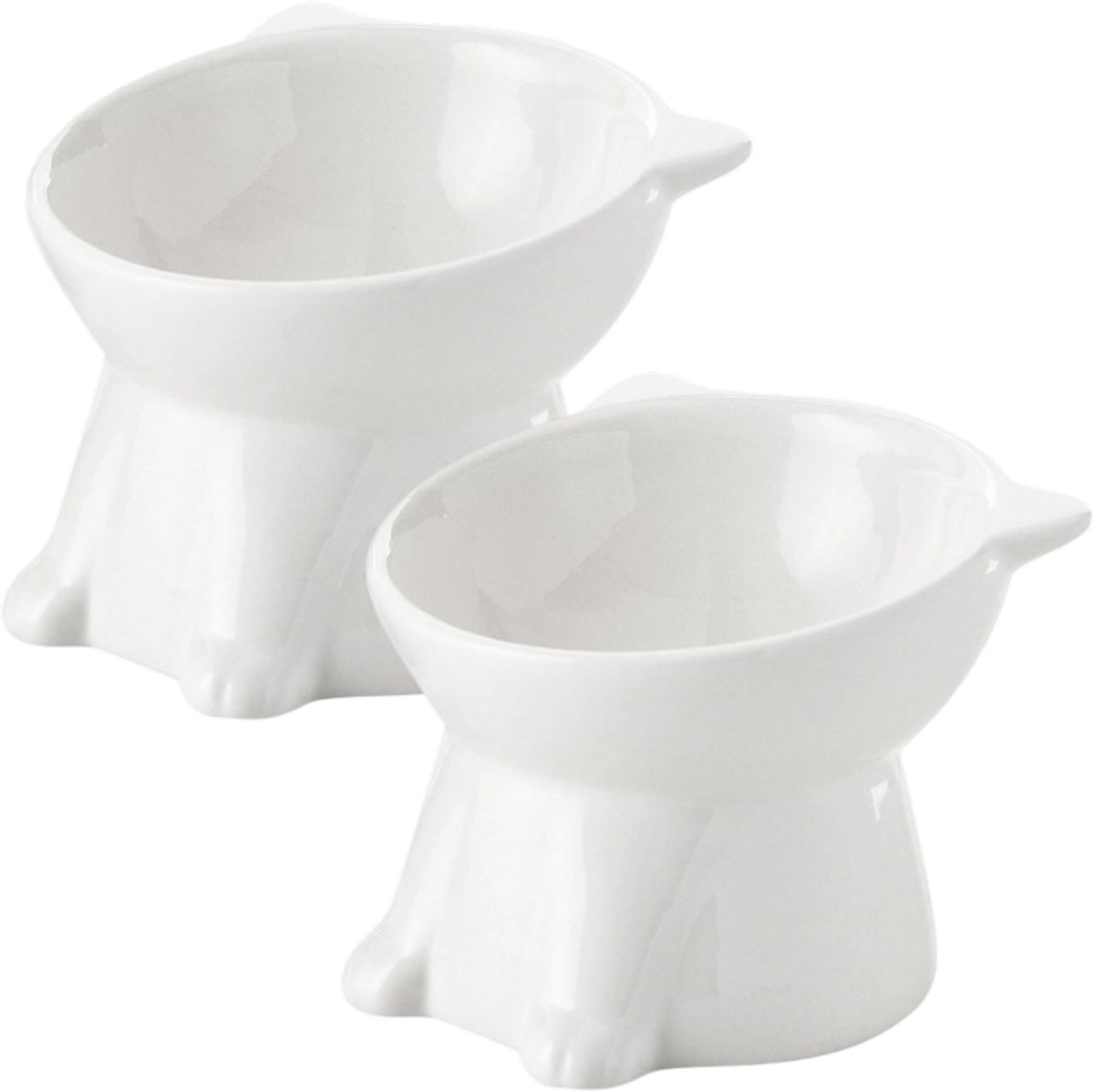 longziming -Verhoogde Kattenvoerbak – Keramische Voer- en Drinkbak met Kantelontwerp, Antislip & Ergonomisch – Comfortabel en Duurzaam voor Binnenkatten