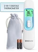 MostEssential 2-in-1 Digitale Koortsthermometer - Oorthermometer – Thermometer Voorhoofd & Lichaam - Koortsthermometer voor Volwassenen, Kinderen en Baby's - Contactloos - 20D