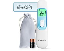 MostEssential 2-in-1 Digitale Koortsthermometer - Oorthermometer – Thermometer Voorhoofd & Lichaam - Koortsthermometer voor Volwassenen, Kinderen en Baby's - Contactloos - 20D
