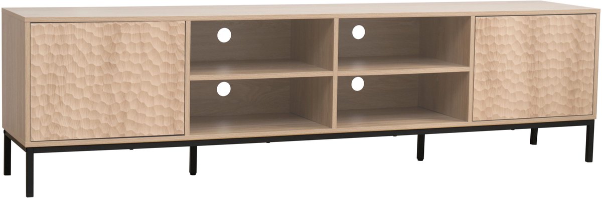 Oviala - Rechthoekige tv-kast met 2 deuren L200 cm licht hout - Ketry