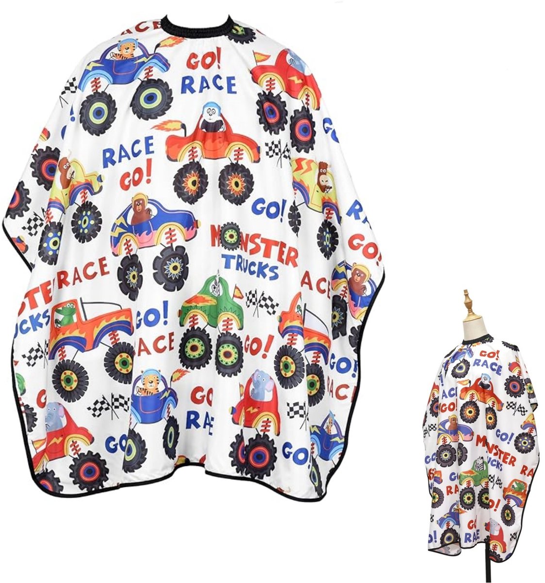 1 Stuk - Kinderkapper cape - Waterdichte kinder kapmantel voor kappers - Met verstelbare drukknoopsluiting - Bedrukt met cartoonpatronen - voor jongens en meisjes