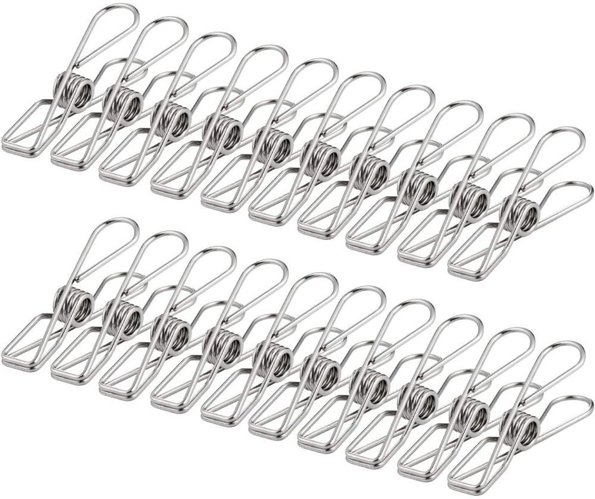Wäscheklammern-5.5x1.5 cm-RVS-Zilver-100 Stuks-Hoge Kwaliteit