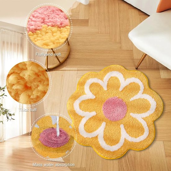 Zachte Antislip Badmat - 40x40cm - Hoog Waterabsorptievermogen - Wasbare Microfiber Douchematt voor Badkamer - Keuken - Toilet - Kinderkamer - Huisdieren - Geel