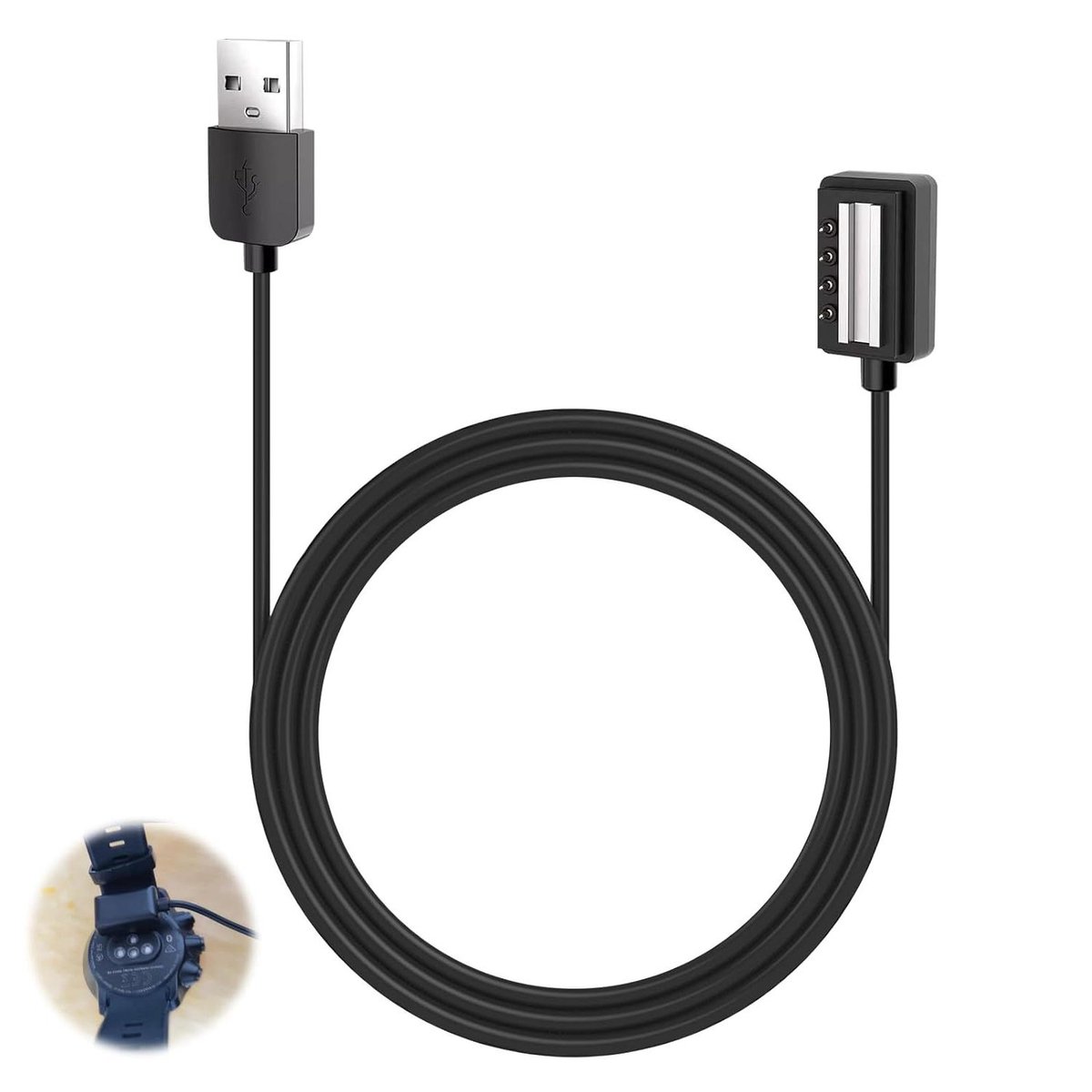 Allecto plus - Oplaadkabel 100 cm voor smartwatch, handige accessoire met snelle oplaadmogelijkheid