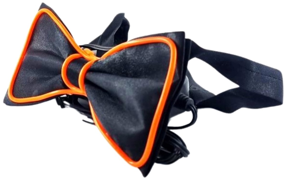 Doppler LED Bow Tie – Oranje LED Party Vlinderdas voor Feesten, Bruiloften & Koningsdag – Zwarte Vlinderstrik / LED Strikje / Verkleedaccessoire