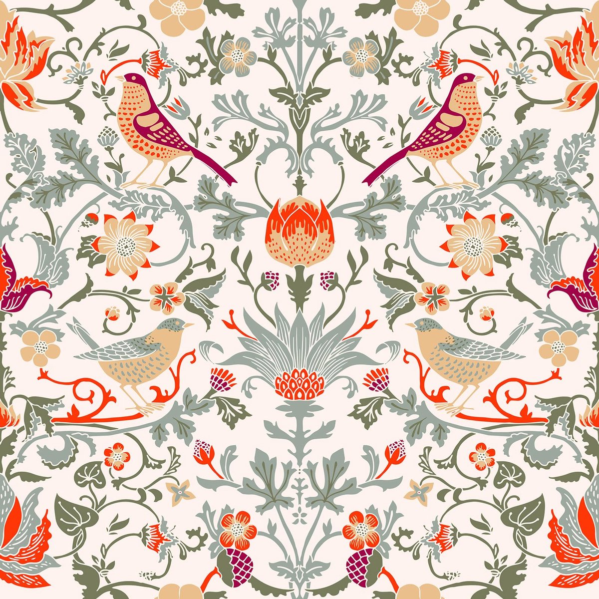 Azomor® Vintage zelfklevende behangrol met vogel- en bloemenpatroon in beige tinten