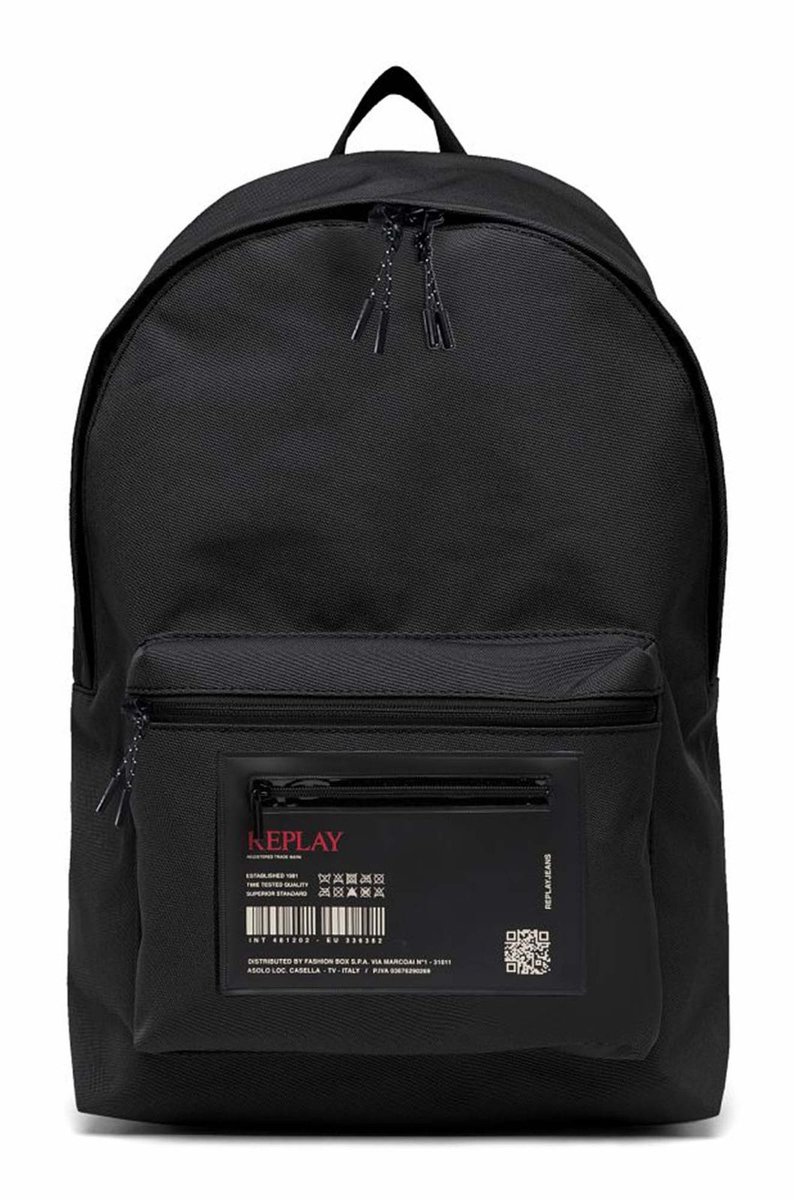 REPLAY laptop rugzak rugzak met laptopvak Backpack Black zwart