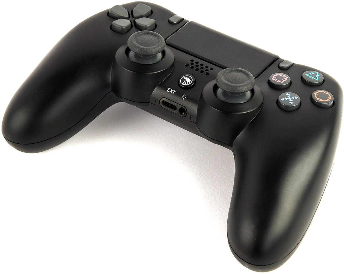 GMB Gaming Draadloze Game Controller voor PS4 en PC - Dual Vibration, LED Lichtbalk, Ergonomisch Ontwerp voor Comfortabel en Realistisch Spel, Zwart