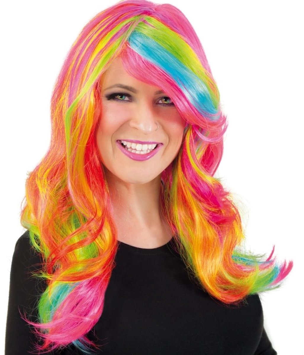 Langharige Pruik Candy Regenboog - Pride