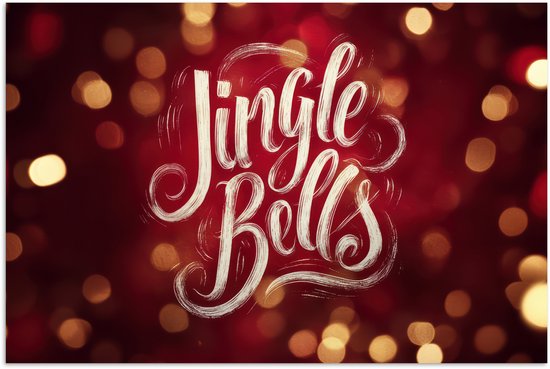 Poster 30x20 cm - Jingle - Bells - Kerst - Rood - Posters - Kamer decoratie - Wanddecoratie woonkamer - Muurdecoratie slaapkamer - Kerstversiering - Kerstdecoratie voor binnen - Kerstmis