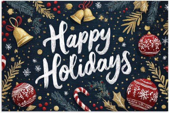 Poster 30x20 cm - Feestelijk - Kerstgroet - Kleurrijk - Posters - Kamer decoratie - Wanddecoratie woonkamer - Muurdecoratie slaapkamer - Kerstversiering - Kerstdecoratie voor binnen - Kerstmis